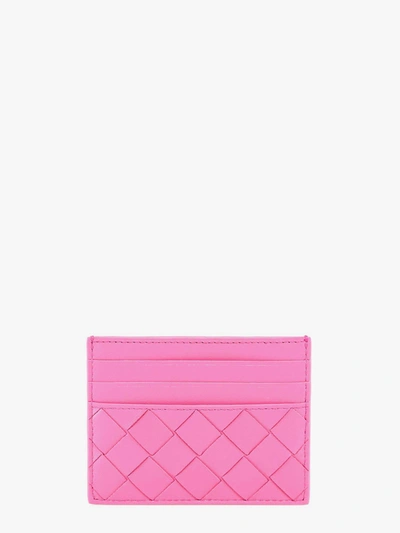 Bottega Veneta Weave Card Holder In Pink