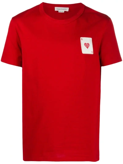 Alexander Mcqueen Logo Ace Patch T-shirt In Red