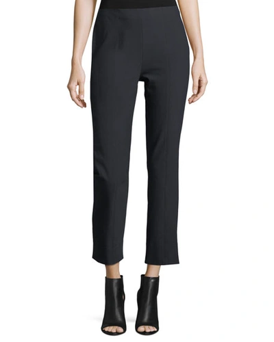 Vince Seamed Cotton-stretch Trousers In Black