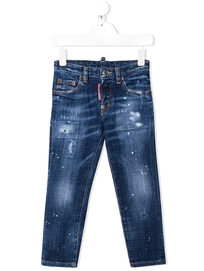 Dsquared2 Kids' Distressed-finish Denim Jeans In Blue
