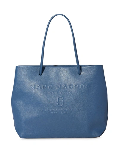 Marc Jacobs Logo Shopper East West Tote Bag In Blue