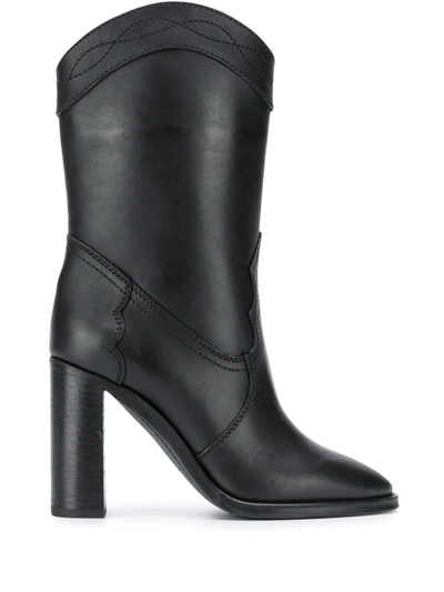 Saint Laurent Kate Ankle Boot In Black Smooth Leather