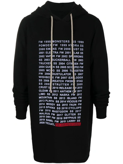 Rick Owens Drkshdw Cotton Sweatshirt With Hood And Collections Print In Black