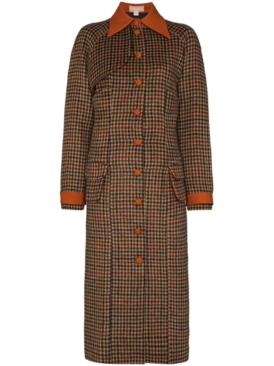 Materiel Checked Corset Back Coat In Orange