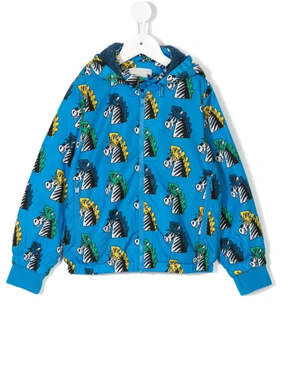 Stella Mccartney Kids' Zebra Print Jacket In Blue