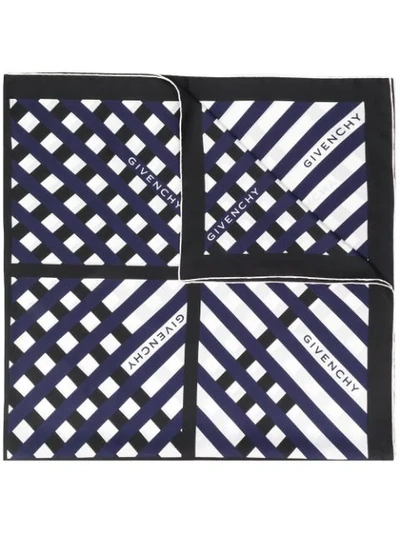 Givenchy Criss-cross Striped Print Scarf In Blue