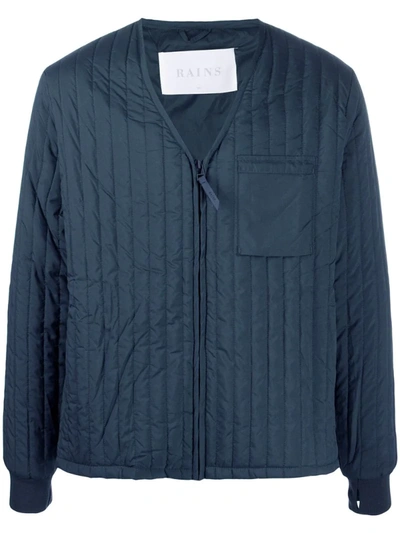 Rains Liner Vertical Quilted Jacket In Blue