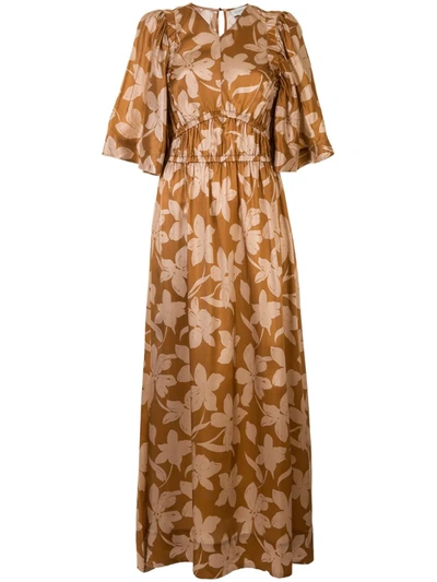 Lee Mathews Momo Floral-print Dress In Orange