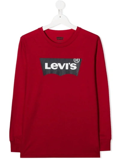Levi's Teen Logo Print Sweatshirt In Red