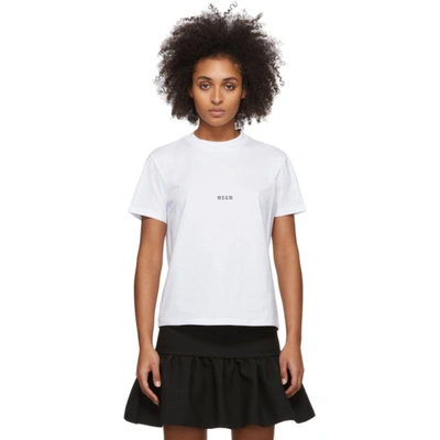 Msgm White Woman T-shirt With Micro Logo In White,black
