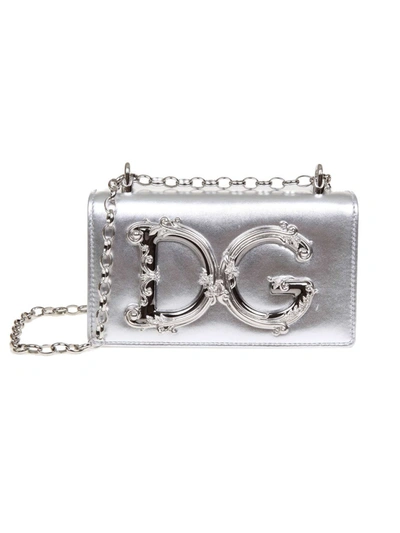 Dolce & Gabbana Dg Logo Shoulder Bag In Silver