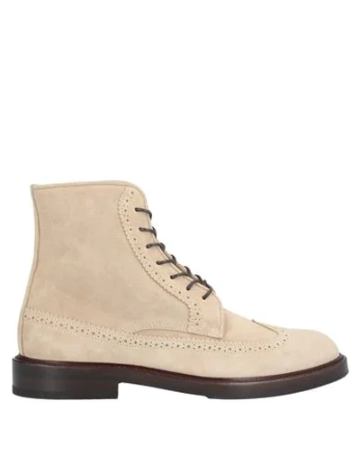 Brunello Cucinelli Ankle Boots In Beige