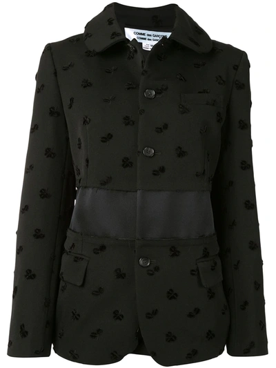 Comme Des Garçons Floral Embroidered Blazer In Black