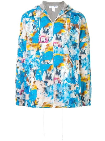 Comme Des Garçons Shirt X Futura Printed Fleece Lined Hooded Jacket In Blue