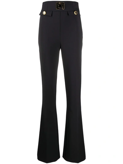 Elisabetta Franchi Ultra High-waisted Bootleg Trousers In Black