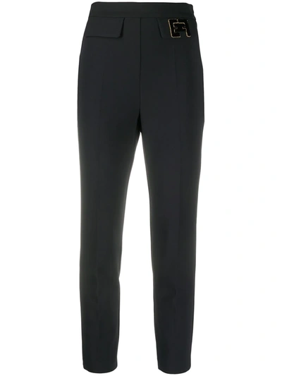 Elisabetta Franchi Cropped Straight-leg Trousers In Black