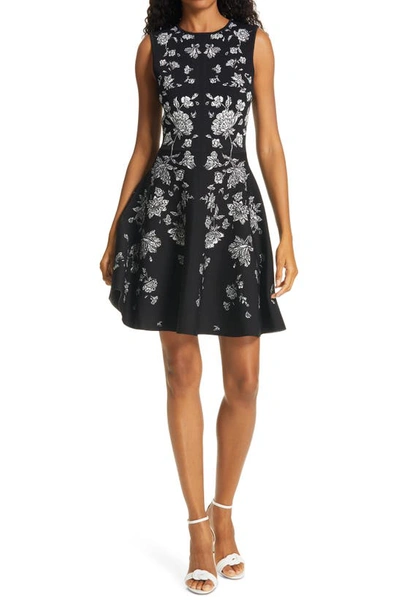 Ted Baker Naomyy Floral Jacquard Fit & Flare Dress In Black