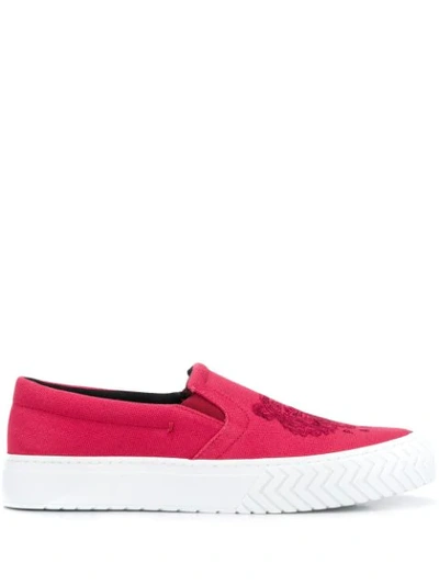 Kenzo Canvas Slip-on K-skate Tiger Trainers In Pink