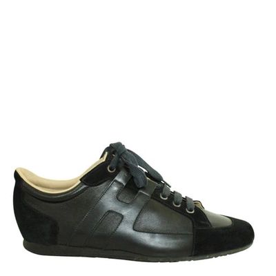 Pre-owned Hermes Black Suede Trimmed Low-top Sneakers