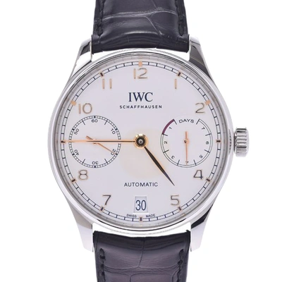 Pre-owned Iwc Schaffhausen Silver Stainless Steel Portugieser Automatic Iw500704 Men's Wristwatch 42 Mm