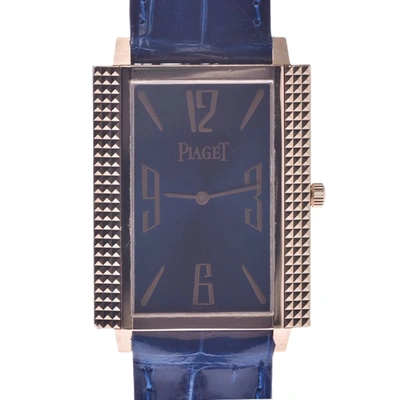 Pre-owned Piaget Blue 18k Rose Gold 90300 Women's Wristwatch 28 Mm