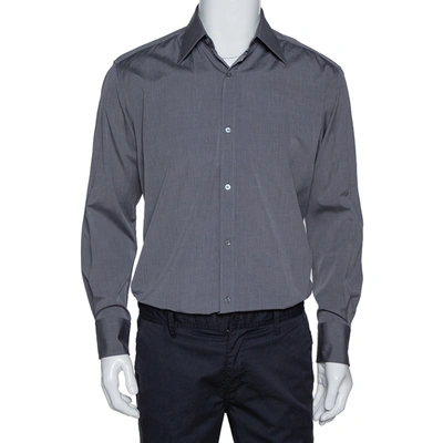 Pre-owned Gucci Dark Grey Cotton Button Front Shirt M
