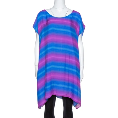 Pre-owned Emporio Armani Blue & Pink Gradient Print Silk Tunic L