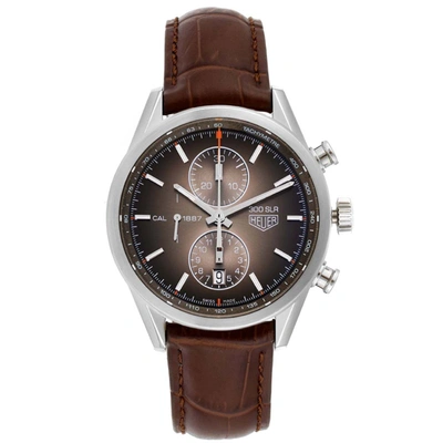 Pre-owned Tag Heuer Brown Stainless Steel Carrera Chronograph Car2112 Men's Wristwatch 41 Mm