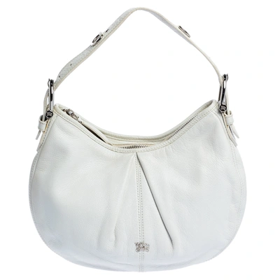 Pre-owned Burberry White Leather Small Malika Hobo