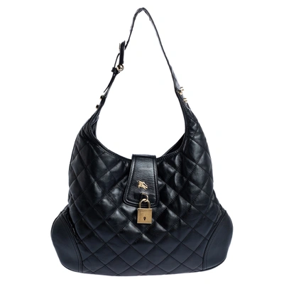 Pre-owned Burberry Black Quilted Leather Brooke Hobo