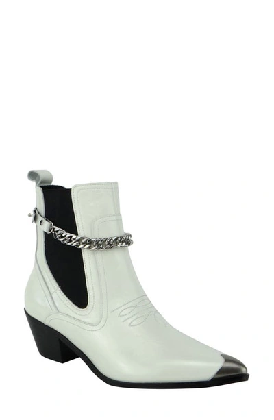 Caverley Cassy Western Boot In Crinkle Ivory Patent Leather