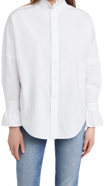 Alex Mill Ruffle Trim Poplin Shirt In White