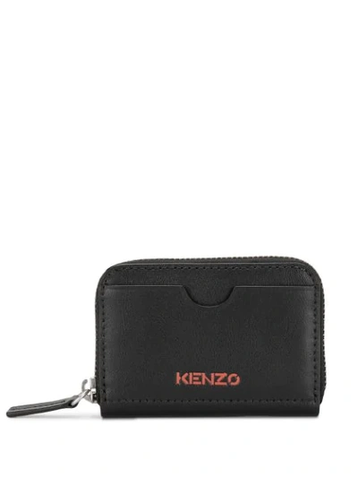 Kenzo Embroidered-logo Zipped Wallet In Black