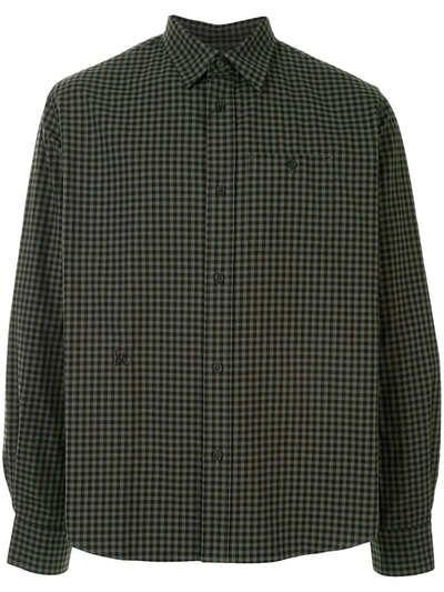Kenzo Relaxed Check Pattern Shirt In Green