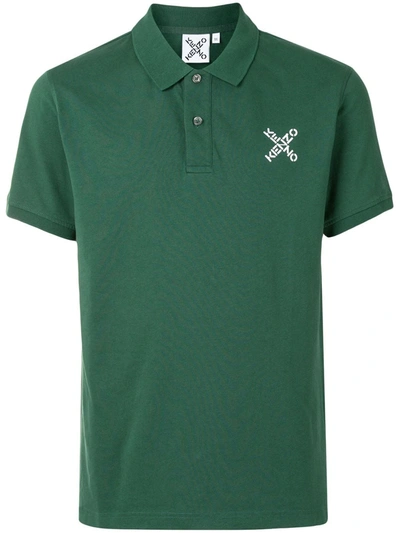 Kenzo Cross Logo Polo Shirt In Green