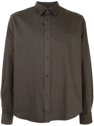 Kenzo Relaxed Tiger Crest Shirt In Green