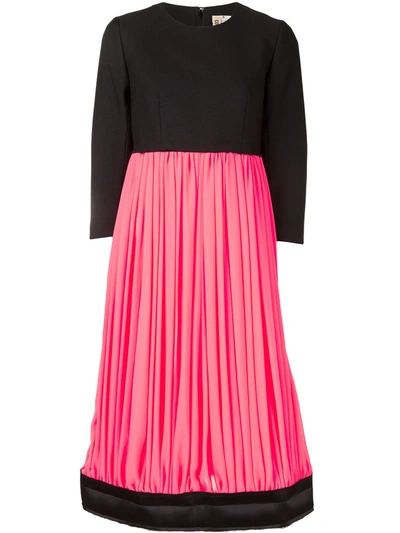 Comme Des Garçons Comme Des Garcons Bi Colour Pleated Dress In Black Pink