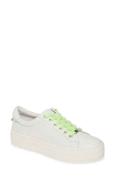 Jslides Hippie Platform Sneaker In White Leather/ Green