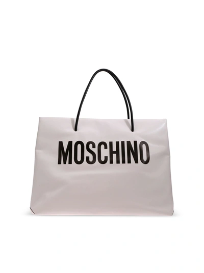 Moschino Logo Macro Shopper In White