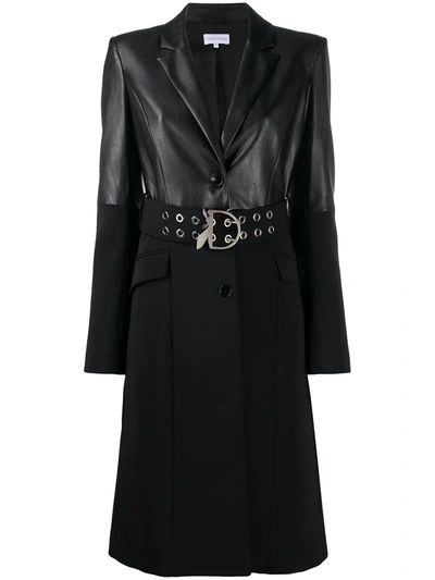 Patrizia Pepe Contrasting Panel Single-breasted Coat In Black