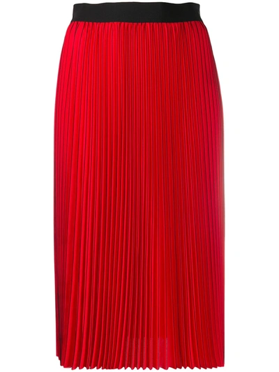 Patrizia Pepe Tech Fabric Pleated Midi Skirt In Red