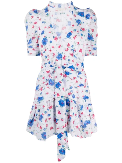 Loveshackfancy Arlo Floral-print Wrap Dress In White