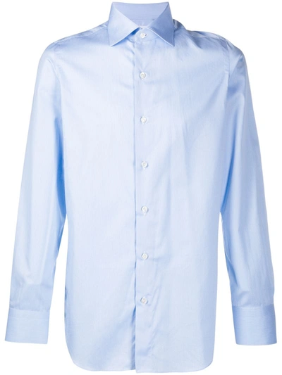Finamore 1925 Napoli Plain Button Shirt In Blue