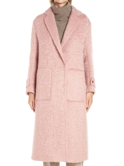Agnona Texture Overcoat In Pink