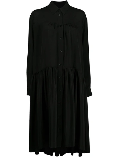 Simone Rocha Gathered Shirt Dress In Black