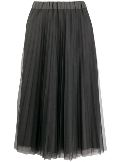 P.a.r.o.s.h Pleated Tulle Skirt In Grey