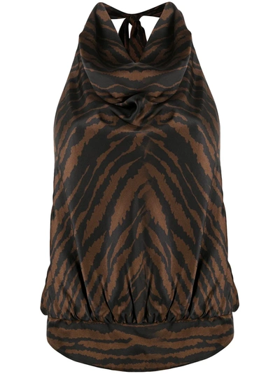 Attico Animal Print Top In Black And Brown