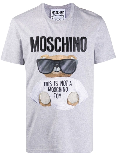 Moschino Teddy Bear Logo T-shirt In Grey