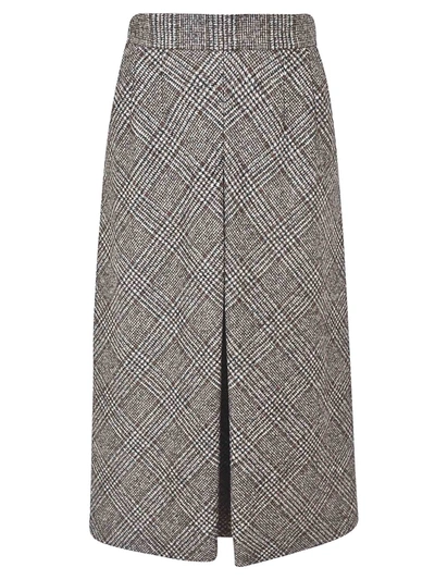 Dolce & Gabbana Tartan Skirt In Grey And Brown In Check