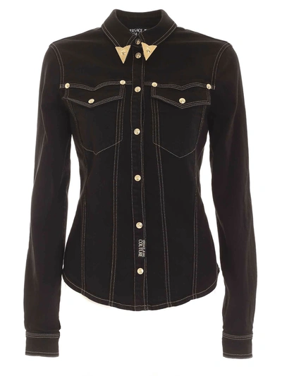 Versace Jeans Couture Black Shirt Featuring Gold Trim
